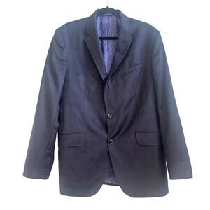 Ted Baker London Endurance 42R Wool Charcoal Gray w/ Purple Plaid Design Blazer
